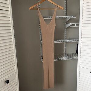 H&M Sleeveless Ribbed Maxi Dress in Taupe